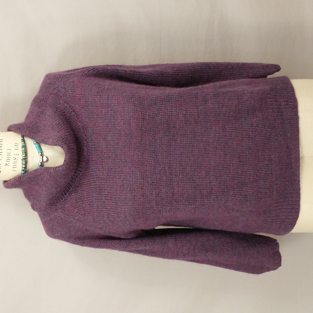 Super Soft Cowl Neck Sweater Chicos sz 3 Purple Eggplant Color Lightweight Knit